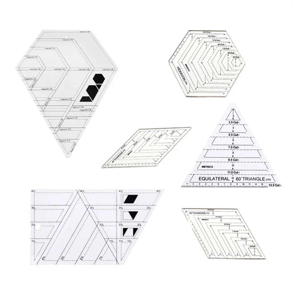 

6Pcs Acrylic Quilting Rulers Shoulder Neckline Sewing Guide Templates Non-Slip Garment Cutting Rulers Patchwork Crafting Tools