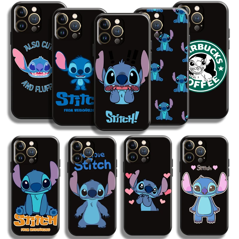

Cartoon Cute Lilo Stitch For Apple iPhone 13 12 11 Pro Mini X XR XS Max SE 6 6S 7 8 Plus Phone Case Funda Soft Black Back