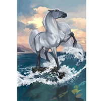 5d diamond painting wave white horse painting full drill by number kits for adults diy diamond set arts craft a0204