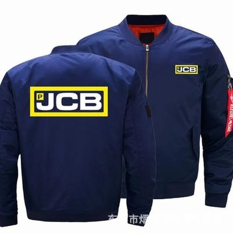 

JCB Logo Flying Jacket New Autumn Winter Men Casual Zipper Long Sleeve Stylish Windproof Cotton-Padded Jacket