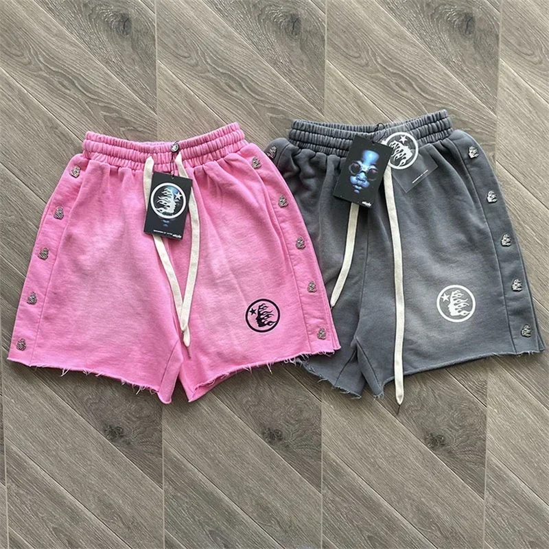 Шорты 24ss Y2K большого размера для мужчин и женщин штаны из чистого хлопка с принтом