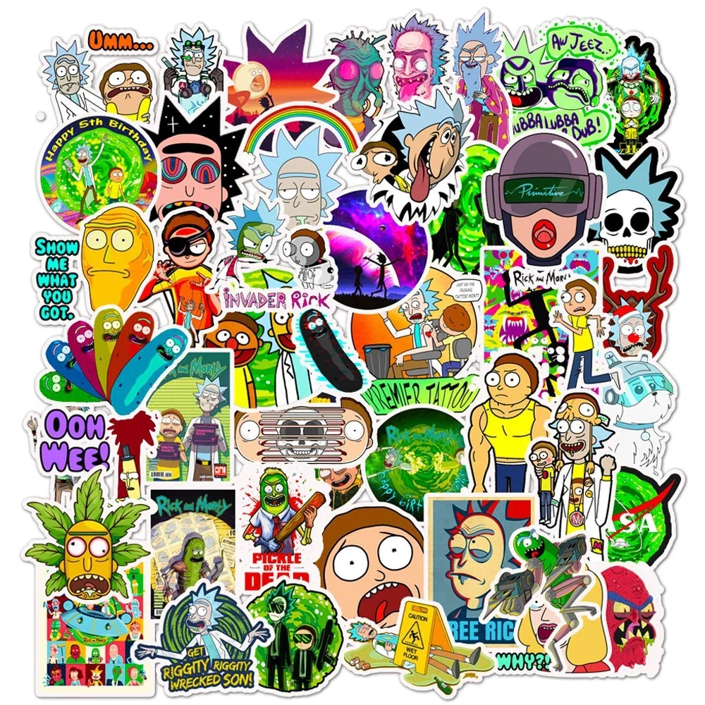 

10/30/50Pcs Stickers Anime Rick and Morti Cartoon Waterproof Skateboard Travel Car Suitcase Phone Laptop Sticker Decals Kid Toys