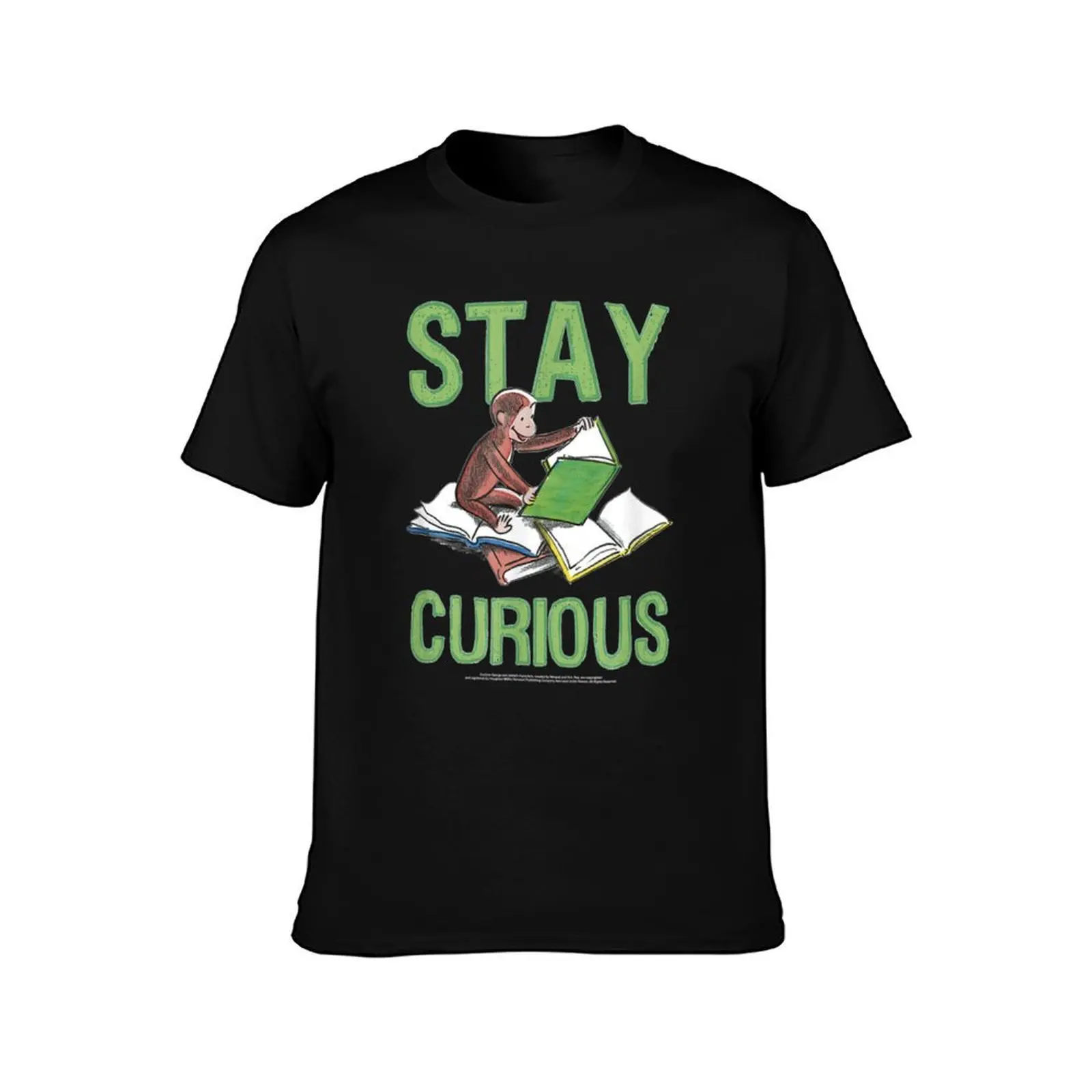 Фото Футболка Curious George Stay Curious Reading Portrait, летняя повседневная футболка больших размеров №2