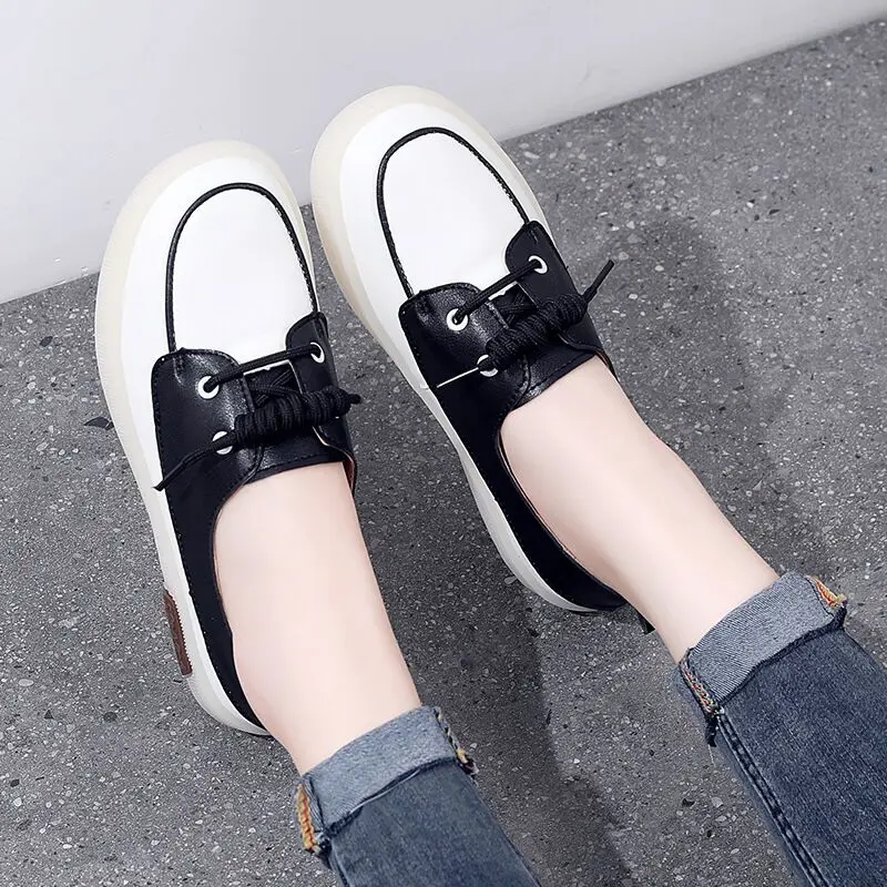 JIANBUDAN Spring Outdoor Casual shoes Women's Flat Loafers Soft soles Comfortable Mixed Colors Shallow shoes Autumn Flats
