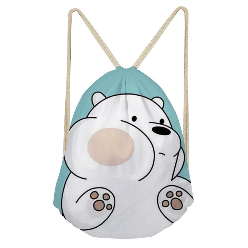 

Милый рюкзак на шнурке с тремя обнаженными медведем, детский рюкзак премиум-класса для улицы, индивидуальный рюкзак на шнурках для пешего т...