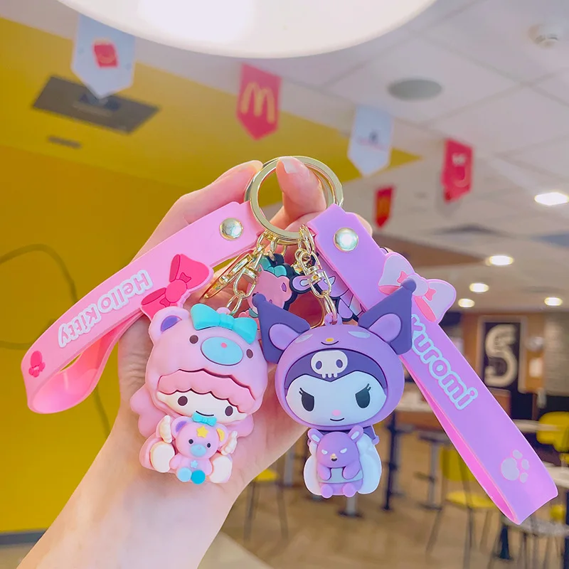 

Kawaii Sanrio оптовая продажа брелок Kuromi Коричный брелок Аниме фигурки моя мелодия сумка Подвеска полачко брелок для автомобиля подарок для девушки