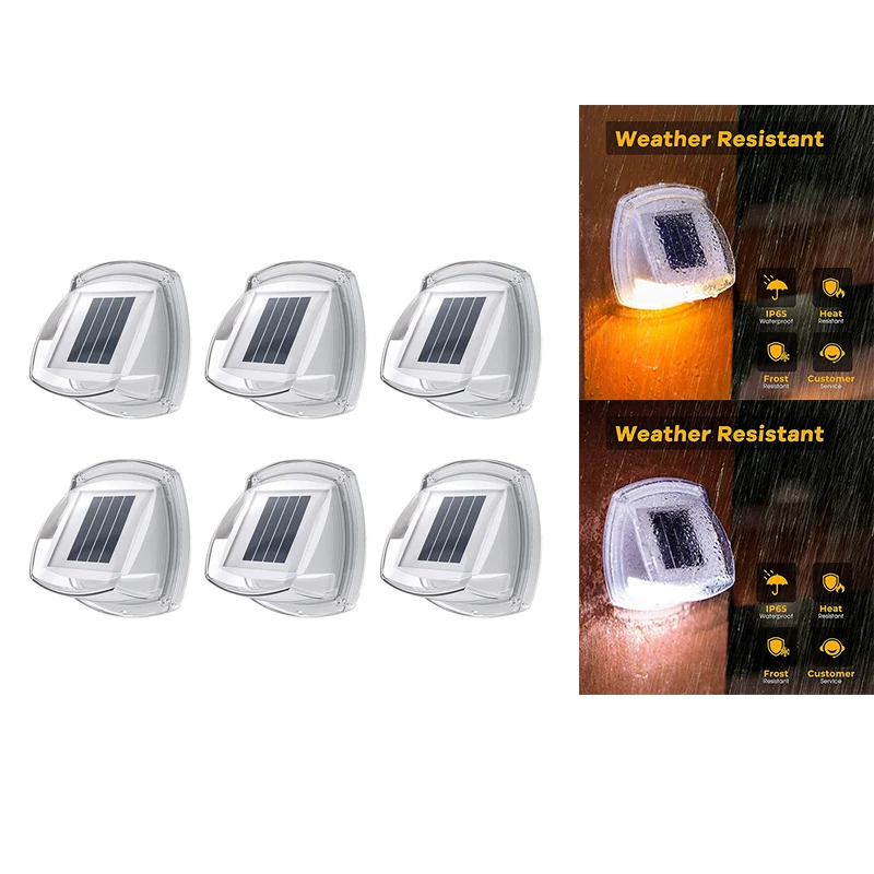 

6Pack Solar Fence Lights Outdoor Waterproof 8 Leds Outdoor Wall Lights Solar Powered Deck Light Decorative Lighting