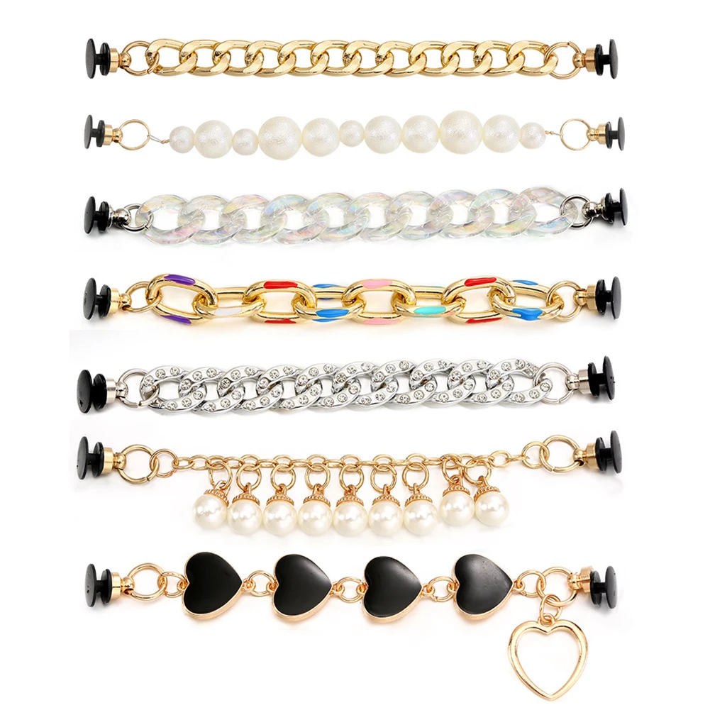 

Новинка 2022, подвески для обуви Croc, золотая, серебряная, блестящая, черная цепочка для обуви, металлическое украшение «сделай сам», подвесная ...