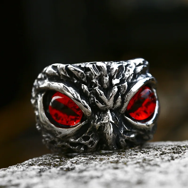 

New Owl Stainless Steel Ring Retro Devil's Eye Titanium Steel Men's Ring