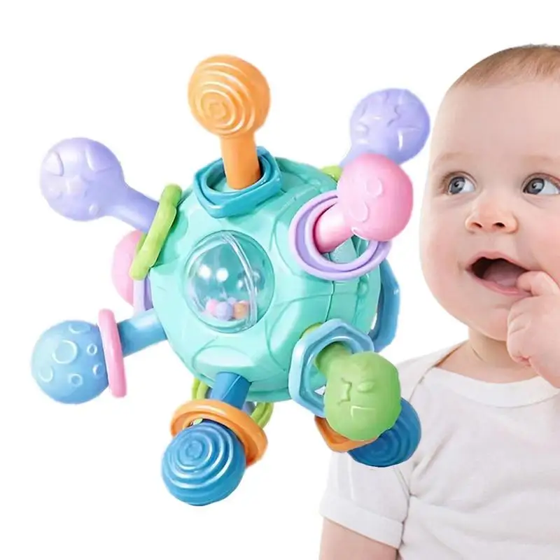 

Baby Rattle Teether Toys Funny Manhattan Catch Ball Sensory Toy Infants Development Grasping Activity Toy For Babies 0-12 Months