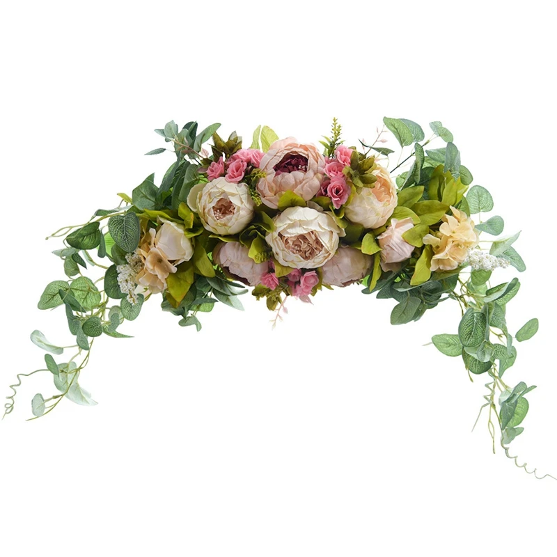 

Свадебный цветок арки, Искусственный Пион, венок эвкалипта, украшение подходит для украшения свадебной вечеринки