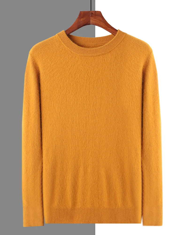 Осенне-зимние толстые мужские кашемировые пуловеры с круглым вырезом свитер