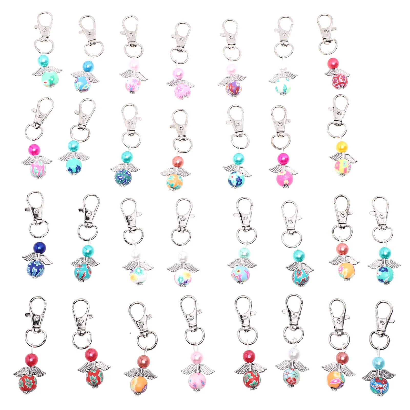 

30 Pcs Pearl Keychains Bridal Shower Favors Wallet Keychain Handbag Charms Car Key Fob Angel Keychain Commemorate Purse Charm