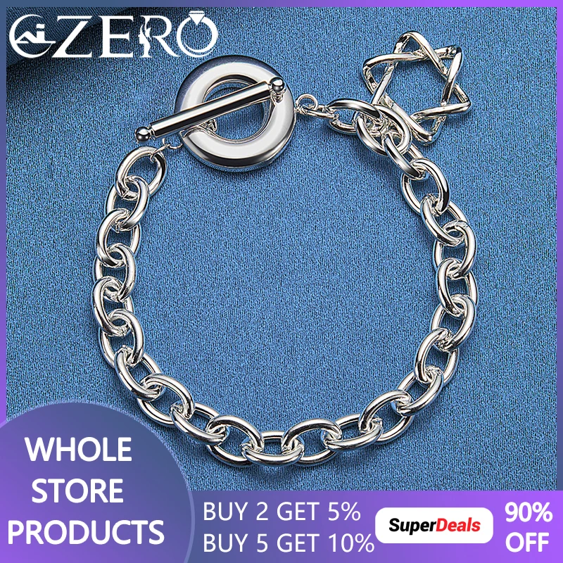 

925 Sterling Silver OT Buckle Chain Hexagram Pendant Bracelet For Women Man Wedding Party Fashion Classic Jewelry Accessories