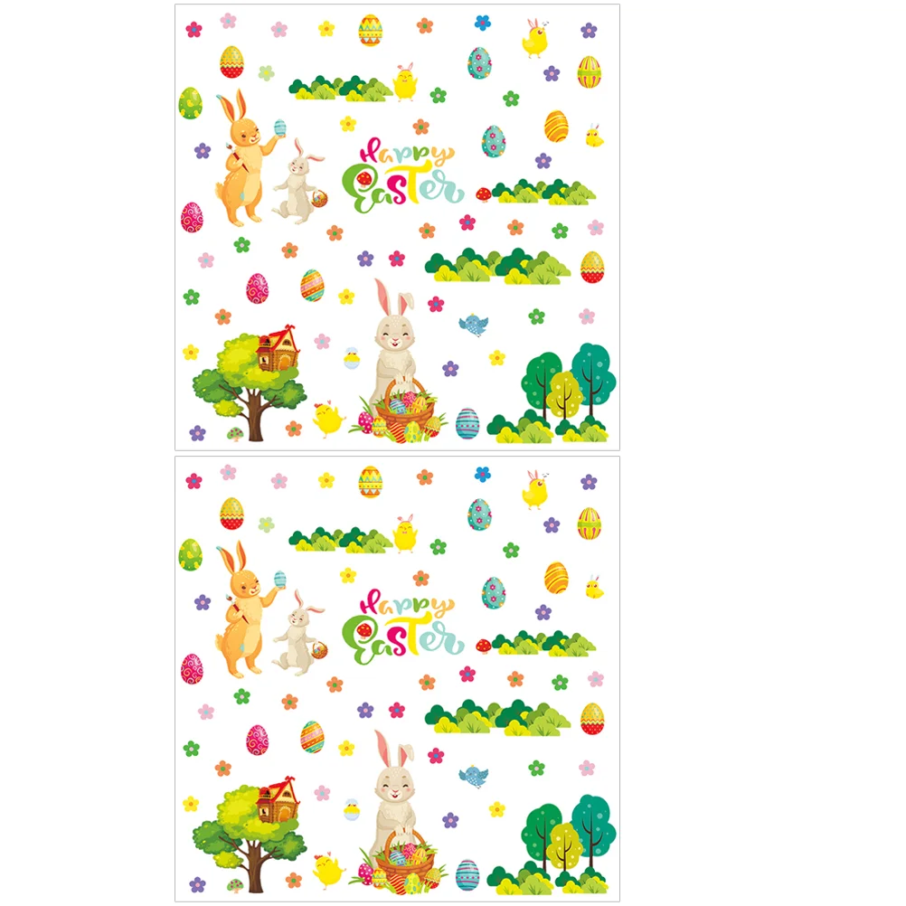 

1 Set of Easter Rabbit Wall Stickers Decorative Bunny Decals PVC Wall Decals
