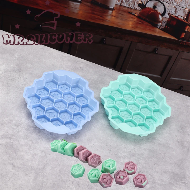 Silicone 19 Mobile Bee Honeycomb Cake Chocolate Soap Soap Icing Mold Mold Candle Diy Mold Beeswax Cake Tools Bakeware Bake Mould