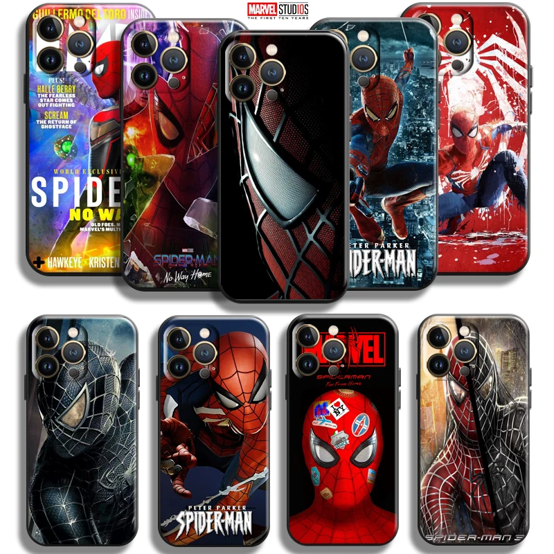 

Avengers Spiderman For Apple iPhone 13 12 11 Pro Max Mini X XR XS Max SE 5 5s 6 6S 7 8 Plus Phone Case Coque Liquid Silicon
