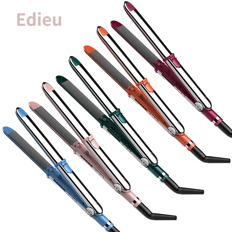 

Ceramic Hair Straightener Flat Iron Straightens & Curls Hair Styler Styling Tool Tourmaline Curling Straightening Iron