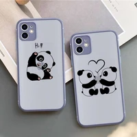 cute animal panda phone case for iphone x xr xs 7 8 plus 11 12 13 pro max 13mini translucent matte case