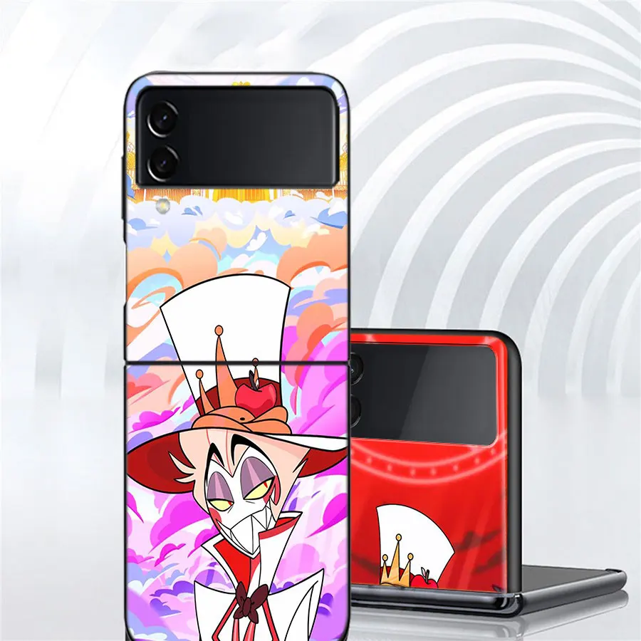 H-Hazbin Angel Dust Hotel Phone для Samsung Galaxy Z Flip 5 4 3 5G Чехол чехол 6 Черные чехлы Shell PC Fundas Sho