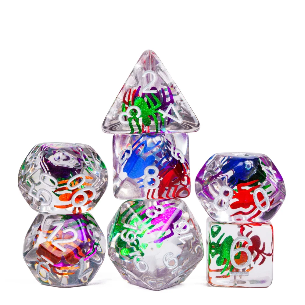 

Cusdie 7Pcs Spider Slice D&D Dice Set Resin D&D Dice D4-D20 Polyhedral Dice Set for Role Playing Game Pathfinder MTG