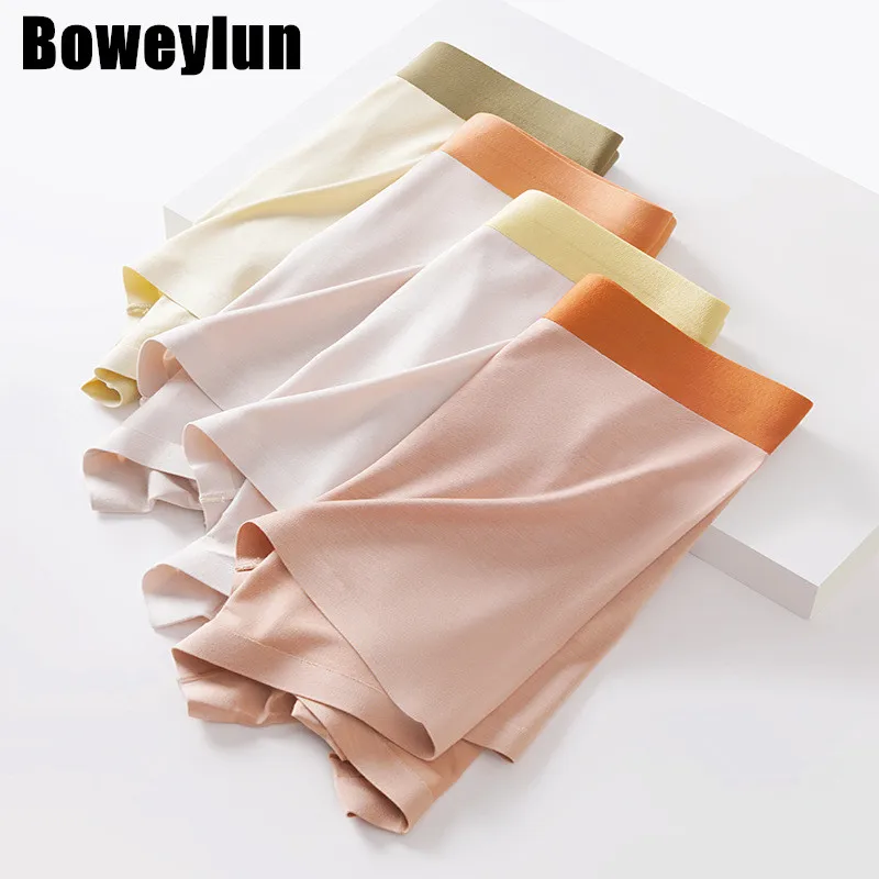 

Boweylun New Modal Seamless Wormwood Antibacterial Boxer Briefs Men Comfortable Skin Friendly Breathable Panties