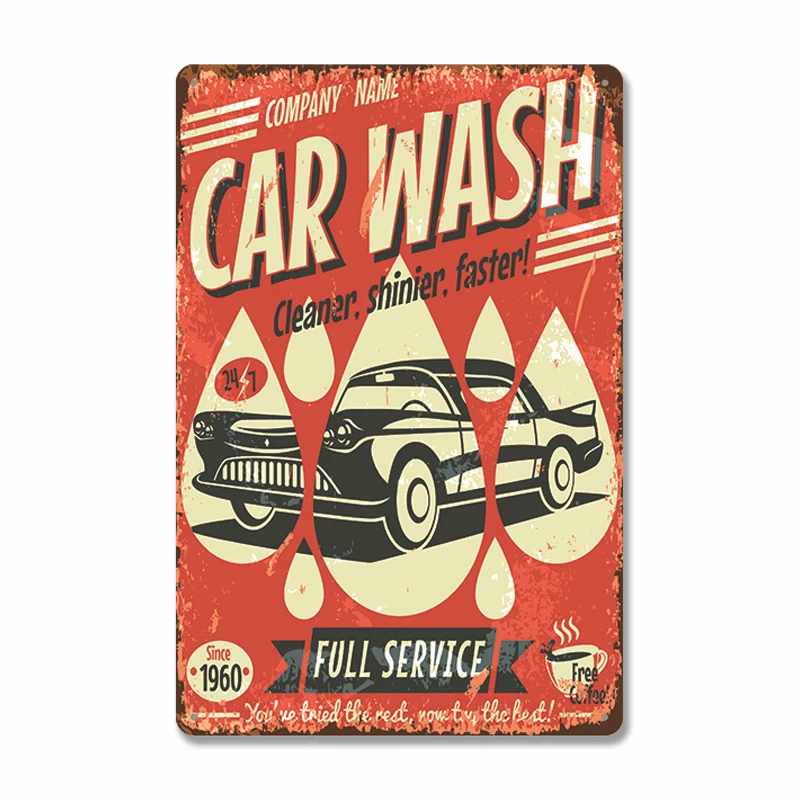 

Garage Poster Metal Tin Sign Plaque Vintage Car Wash Tire Service Retro Metal Signs Garage Car Repair Man Cave Wall Art Decor
