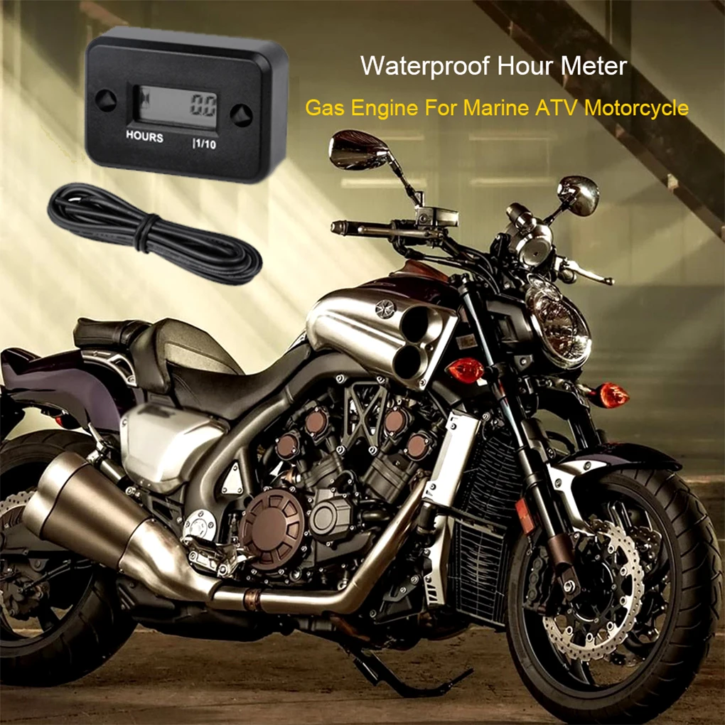 

Motorcycle Hour Meter Tachometer Engine Spark Plug Time Gauge Accessory