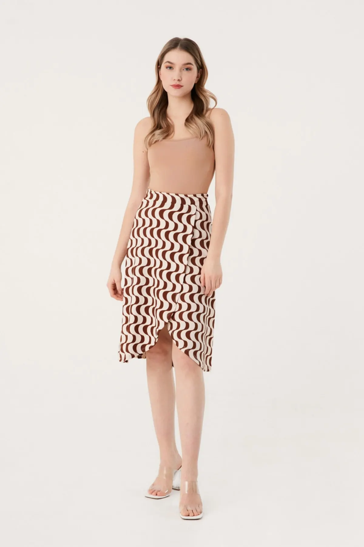 

Women's Skirt Wave pattern Double Breasted Skirt Summer Cute Style Empire Slim Folds Above Knee Sexy Mini Skirts