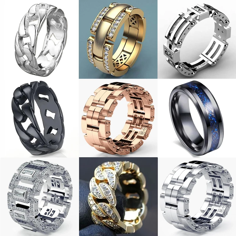 

Milangirl Modyle CZ Stone Hollow Wedding Ring for Man New Fashion Man Punk Party Jewelry Whole Sale