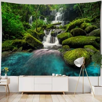 natural forest landscape waterfall big tapestry psychedelic mandala home decor art tapestry hippie bohemian yoga mattress sheets