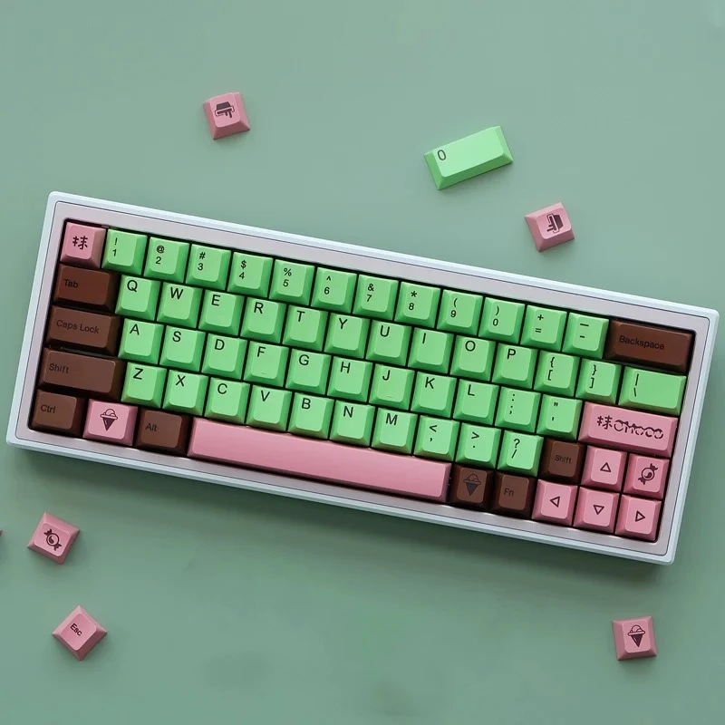 

PBT Keycaps Matcha Chocolatier Cherry Profile English 134 Keys Dye Sub Keycap For Mechanical Keyboard Luna 75 Link 65 GH60
