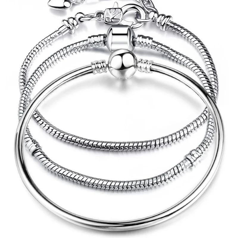 

HIGH DIY NEW Jewelry Making Quality Snake Chain Fine Pand0ra Bracelet Original Fit European Authentic Charm Bracelet for Women