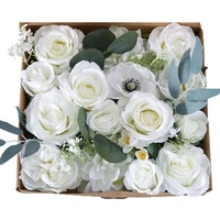 artificial white rose chinese rose flowers heads diy wedding bouquets party birthday fake flowers home decor