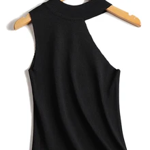 Zjaiss-camisetas sin mangas con hombros descubiertos para mujer, Top corto Sexy de punto, color Beige, negro y blanco de alta calidad, moda de verano, 2022