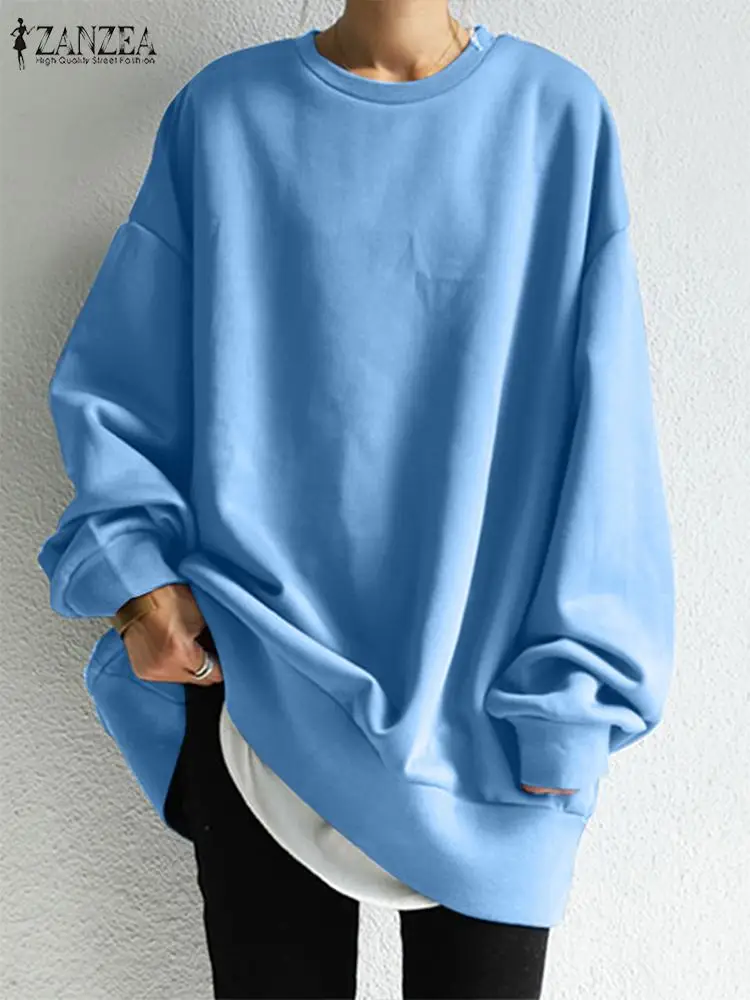 

Oversized Tops ZANZEA Fashion Women Long Sleeve Solid Sweatshirts Casual Loose Pullover Female Hooded Hoodies Autumn Streetwear