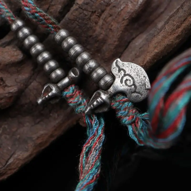 Old Tibet Buddhism Meteorite Iron Tiantie Dorje Phurpa Vajra Faqi Statue Body Protection Buddha Beads Pendant