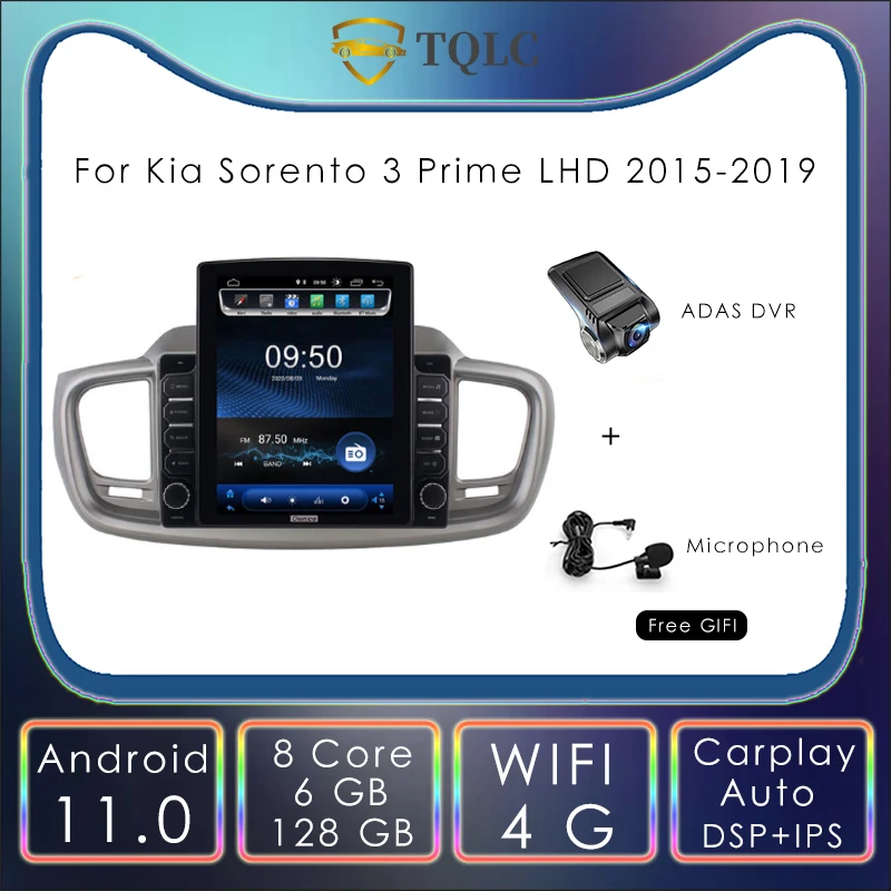 

9.7" Tesla Style Car Media Android 10 360 Camera Car Radio GPS For Kia Sorento 3 Prime LHD 2015-2019 4G WiFi CarPlay DSP Stereo