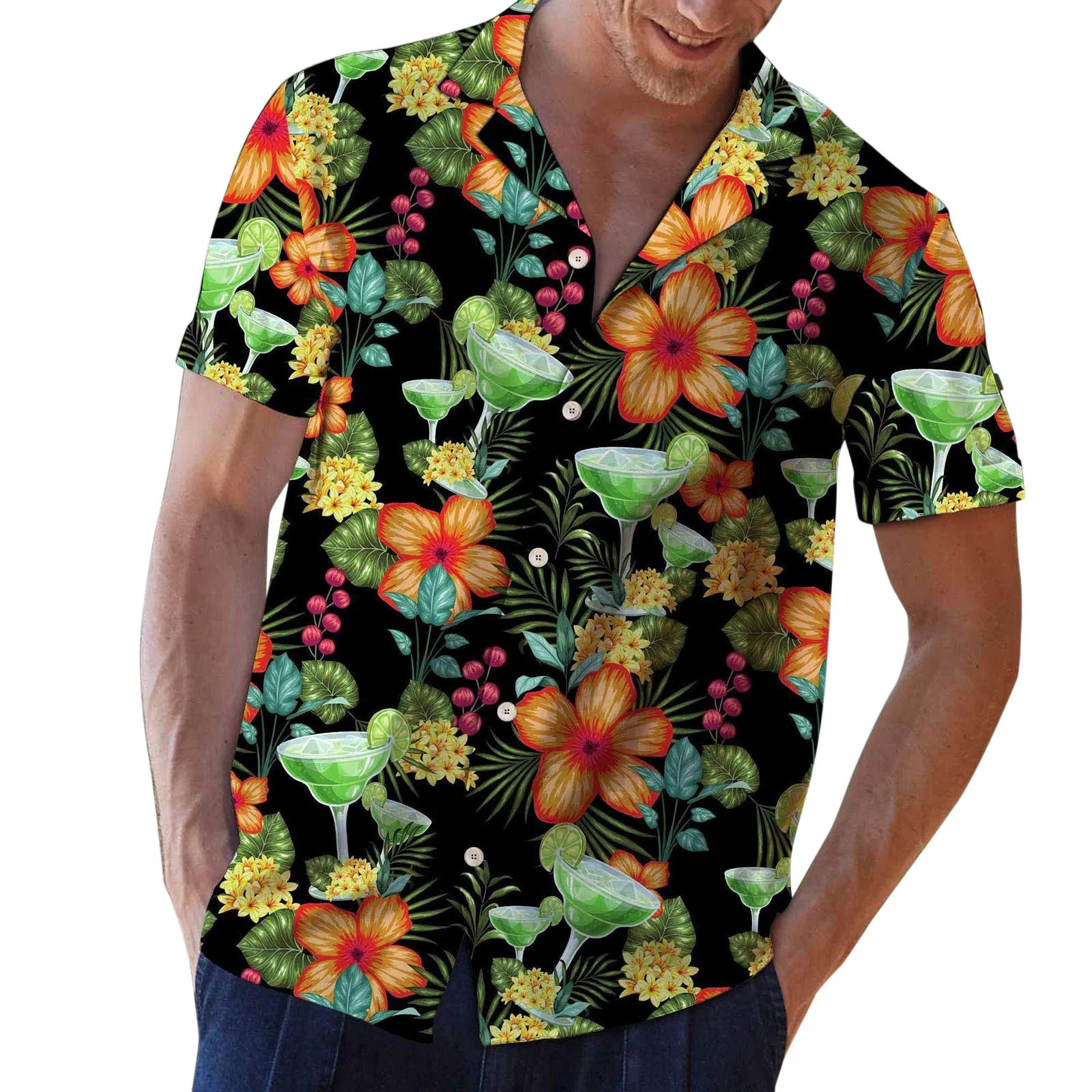 

Men's Hawaii Printed Shirts 2022 Summer Turndown Collar Casual Loose Short-Sleeved Shirts Blouse mens clothing camisas masculina