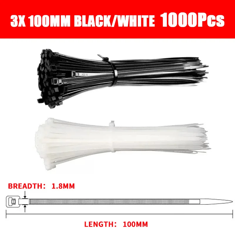 

Пластиковые нейлоновые хомуты для кабельных стяжек белые 3*200 5*300 3*150 мм