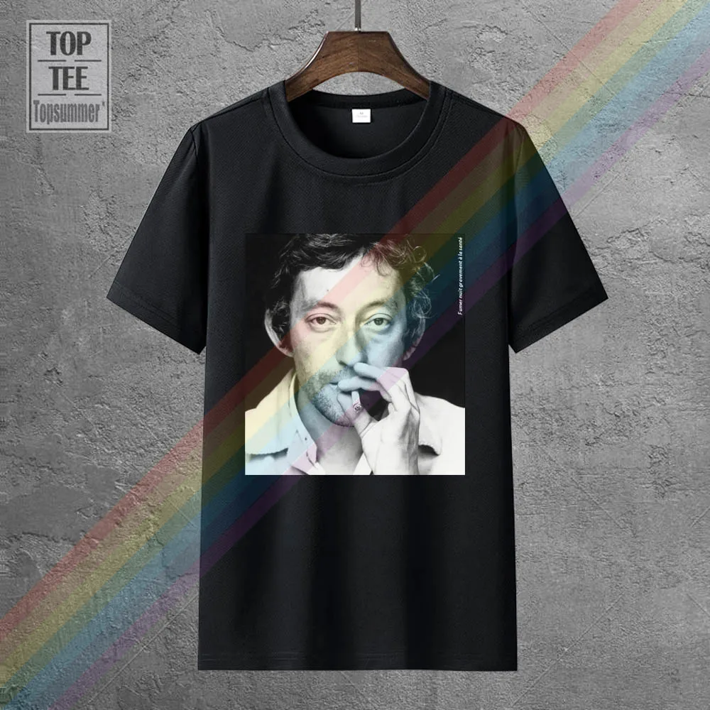 

T Shirt Homme Serge Gainsbourg Fumeur Portrait Photo Amusant Chanteur Musique Sleeve Harajuku Tops Coat Clothes Tops