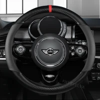 carbon fiber leather car steering wheel cover for mini cooper r50 r55 r56 f57 clubman countryman clubvan coupe auto accessories