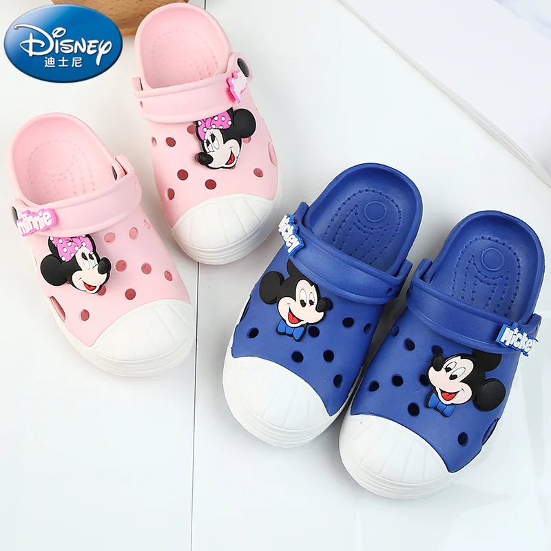 

Детские сандалии Disney, обувь с дырками, Тапочки для ванной, садовая обувь для маленьких мальчиков и девочек с Микки Маусом