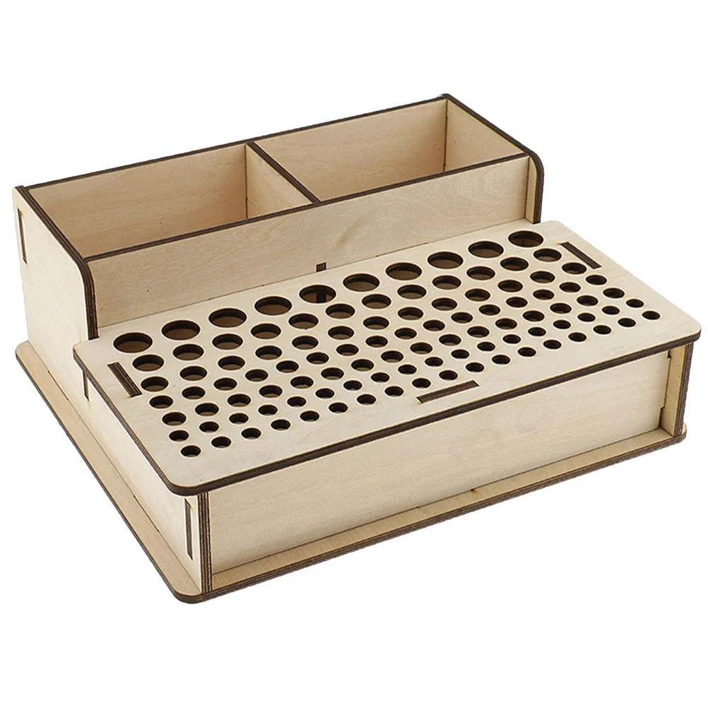 

DIY Tool Holder Stand Shelf Wooden Multi-hole Table Craft Organization Rack