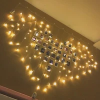 8 modesheart photo clip string lights curtins lights for bedroom wedding christmas gifts pink decoration home patio decoration