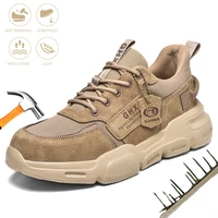 safety shoes men lightweight indestructible anti smashing work boots breathable non slip steel toe cap construction sneaker
