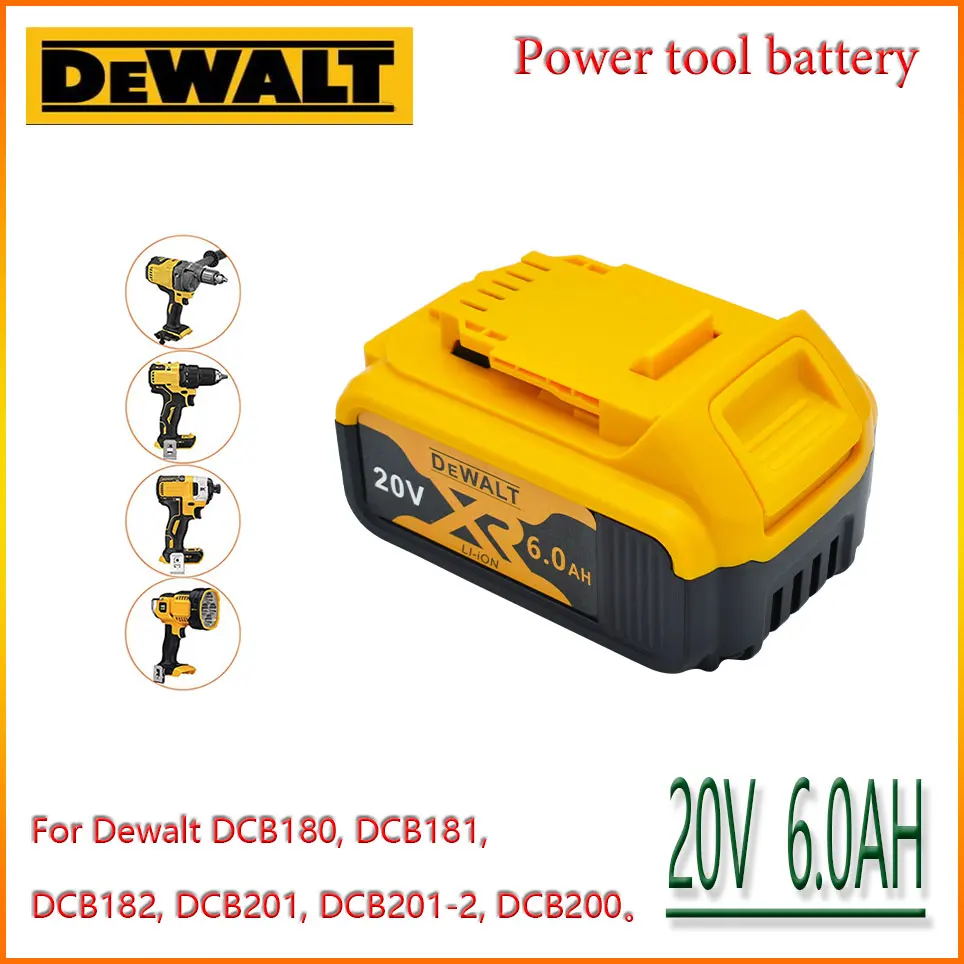 

DeWalt 20V 6.0AH/4.0AH/5.0AH/8.0AH Li-Ion battery power tool replacement for DeWalt DCB184 DCB181 DCB182 DCB200 18V battery