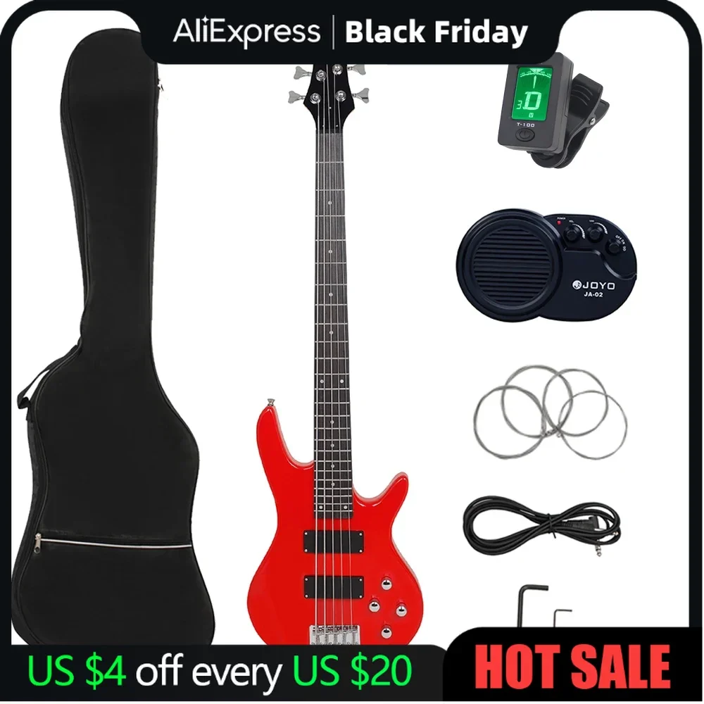 

5 Strings Bass Guitar 24 Frets Maple Body Neck Electric Bass Guitar Guitarra Stringed Instrument With Guitar Parts & Accessories