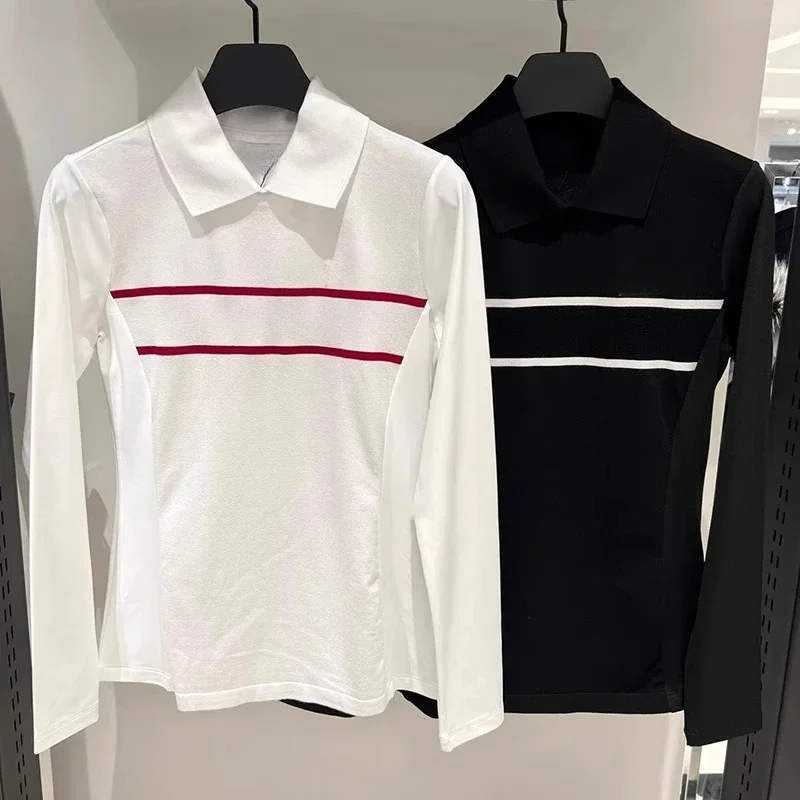 Женский полосатый вязаный свитер с воротником-стойкой для гольфа новый топ