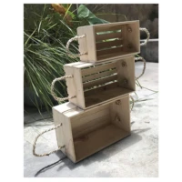 solid wooden storage crate cube bin box set of 3